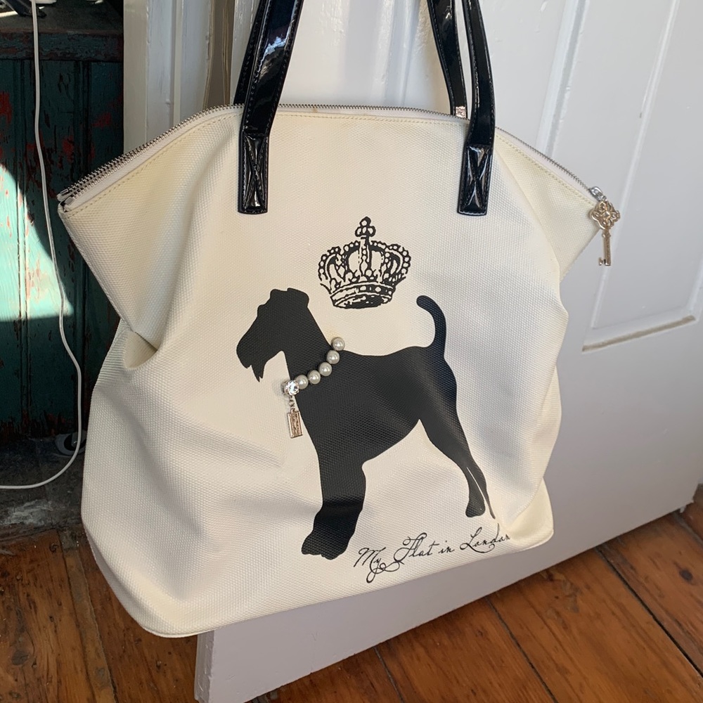 Brighton My Flat In London Large Tote NWT, Certificates, Scarf, Terrier Design